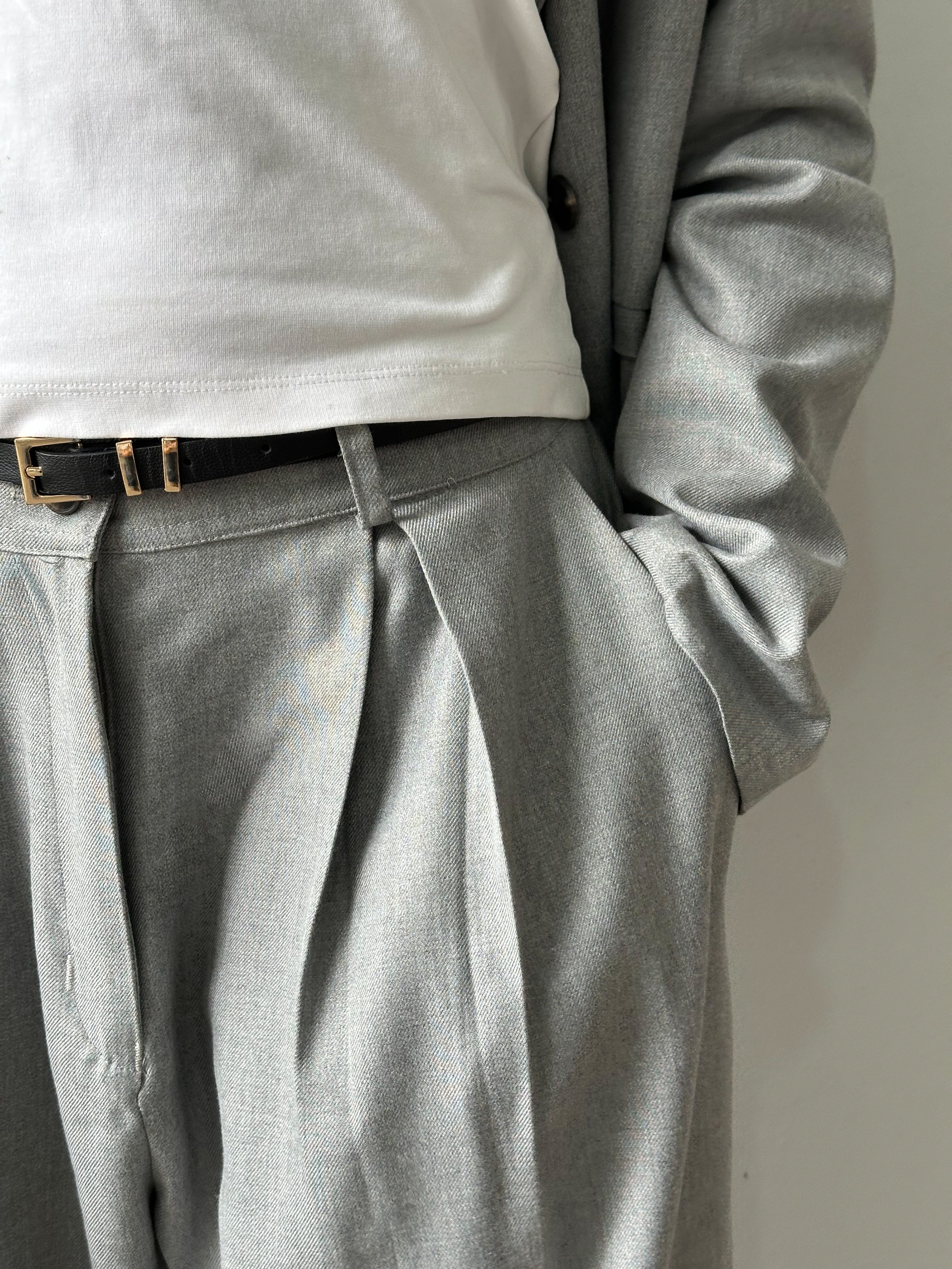 Gray Pleated Pants