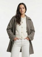Sandstone Houndstooth Wool Coat