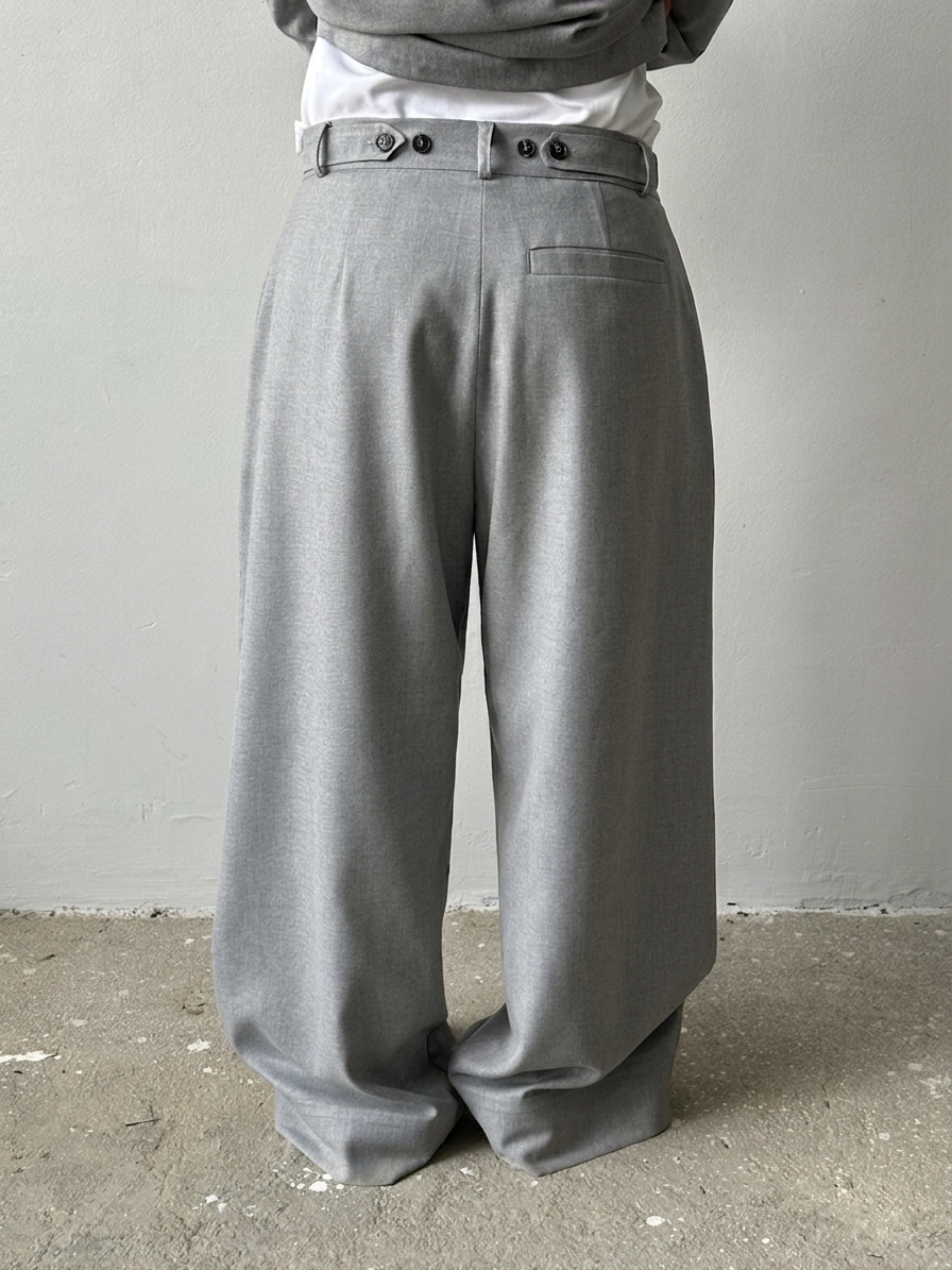Gray Pleated Pants