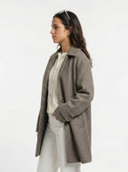Sandstone Houndstooth Wool Coat
