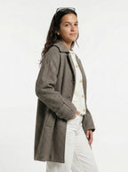 Sandstone Houndstooth Wool Coat
