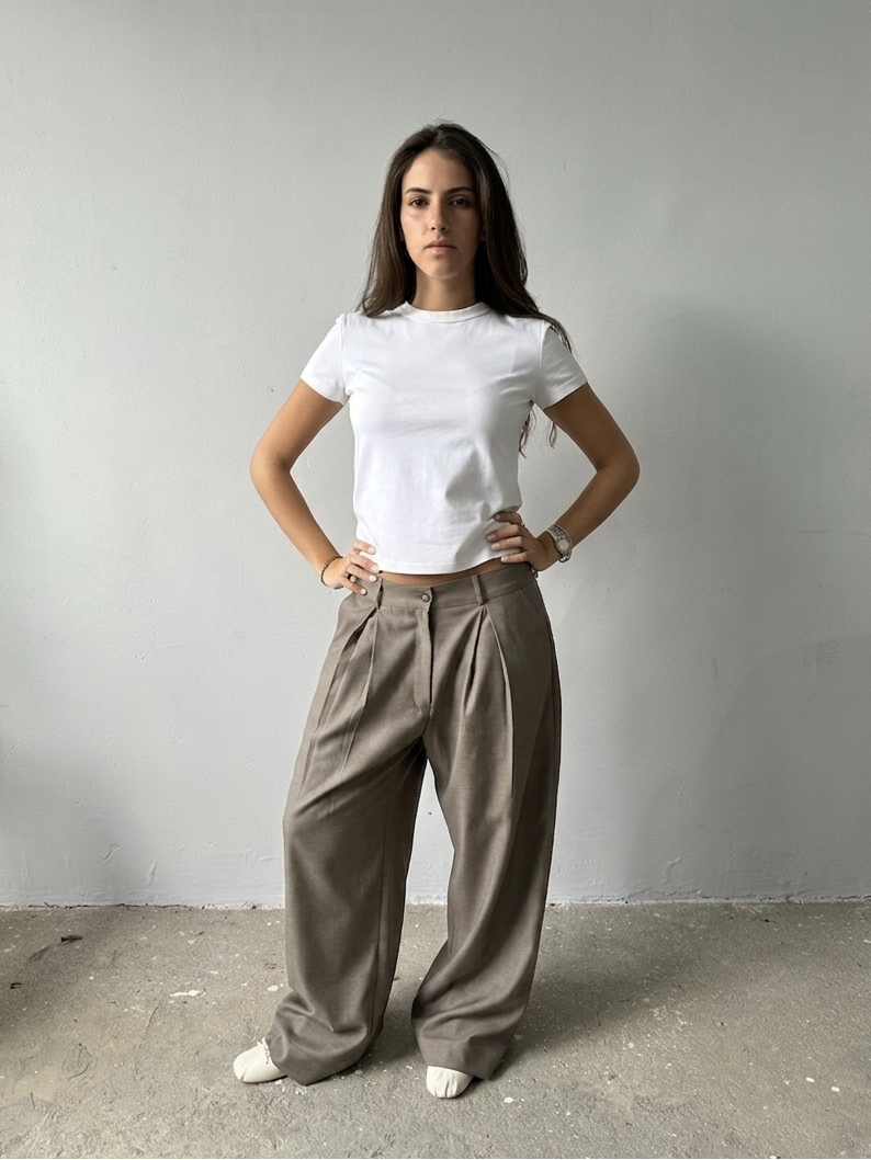 Taupe Pleated Pants