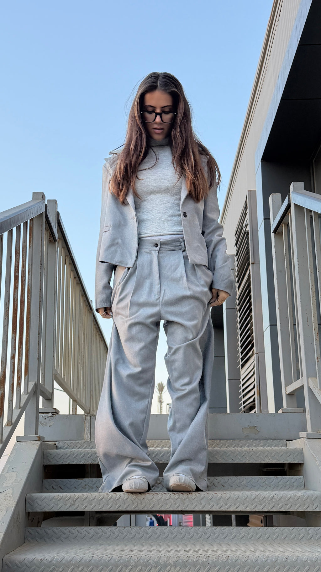 Gray Pleated Pants