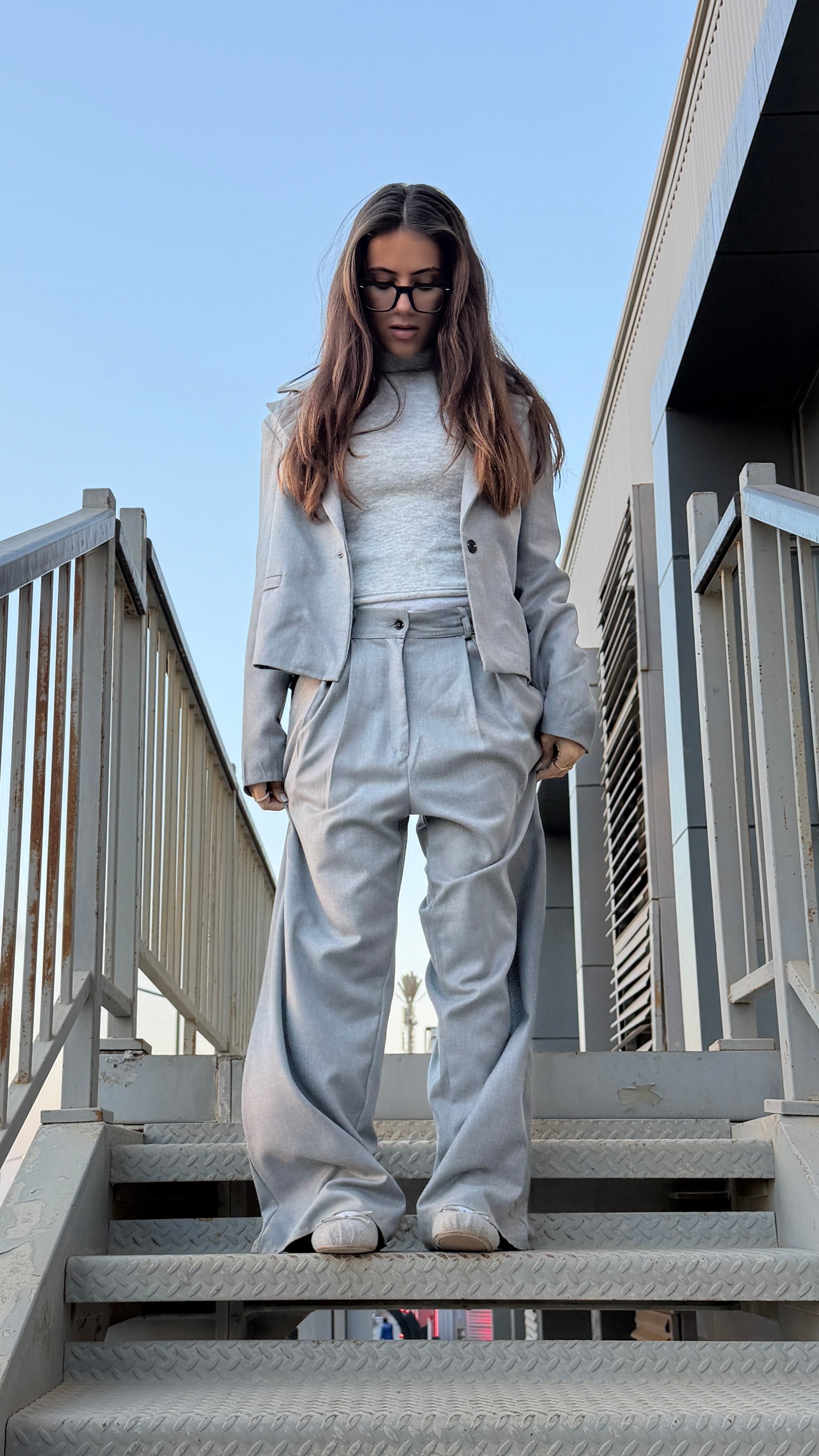 Gray Pleated Pants