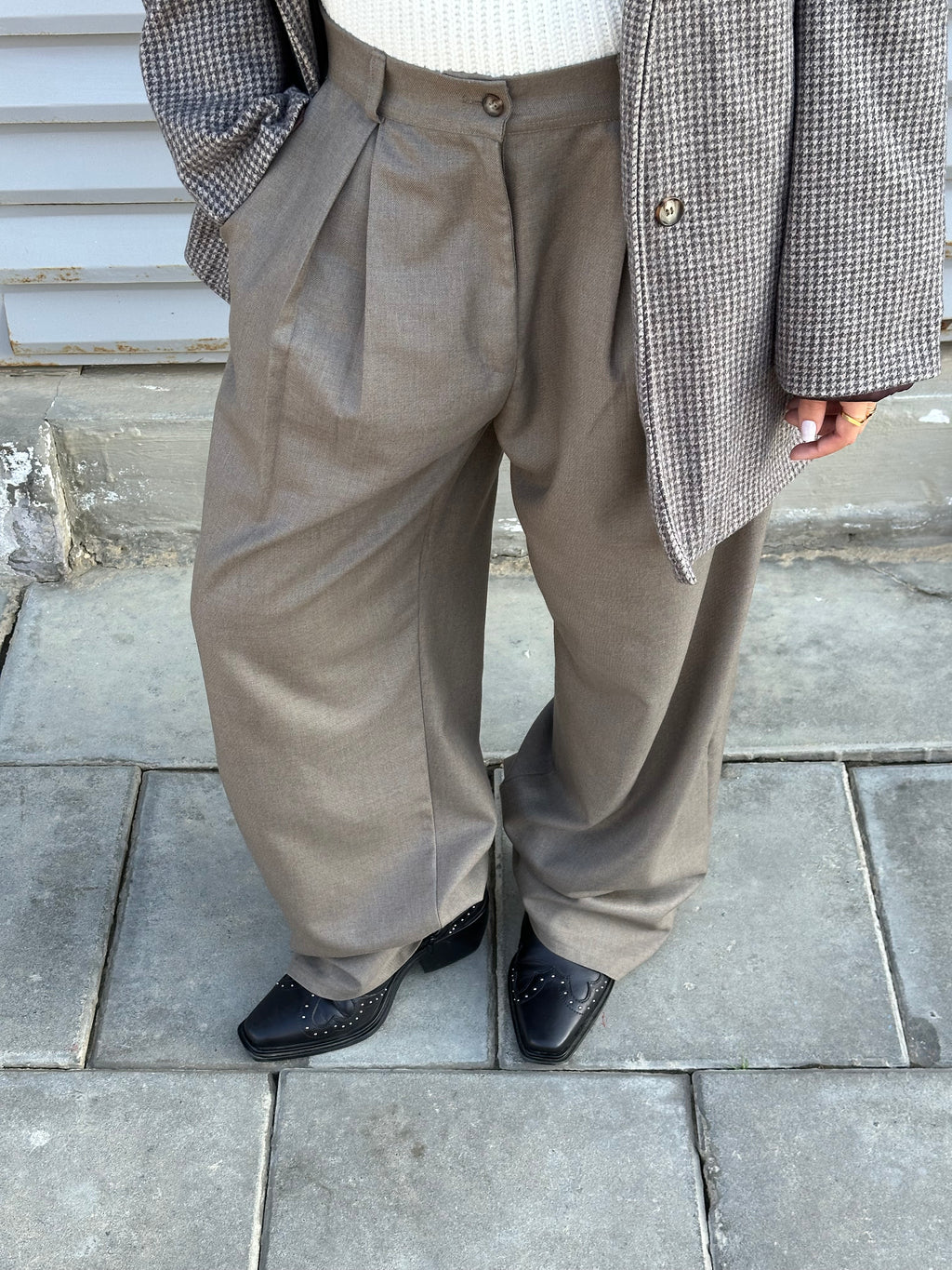 Taupe Pleated Pants