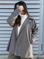 Sandstone Houndstooth Wool Coat