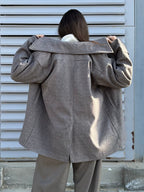 Sandstone Houndstooth Wool Coat