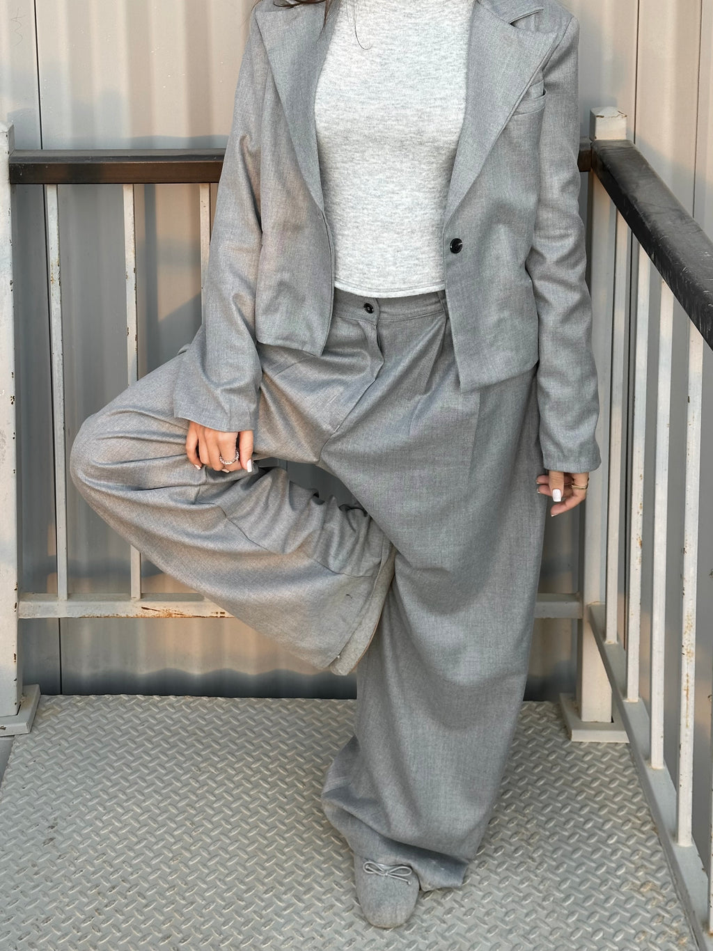 Gray Pleated Pants