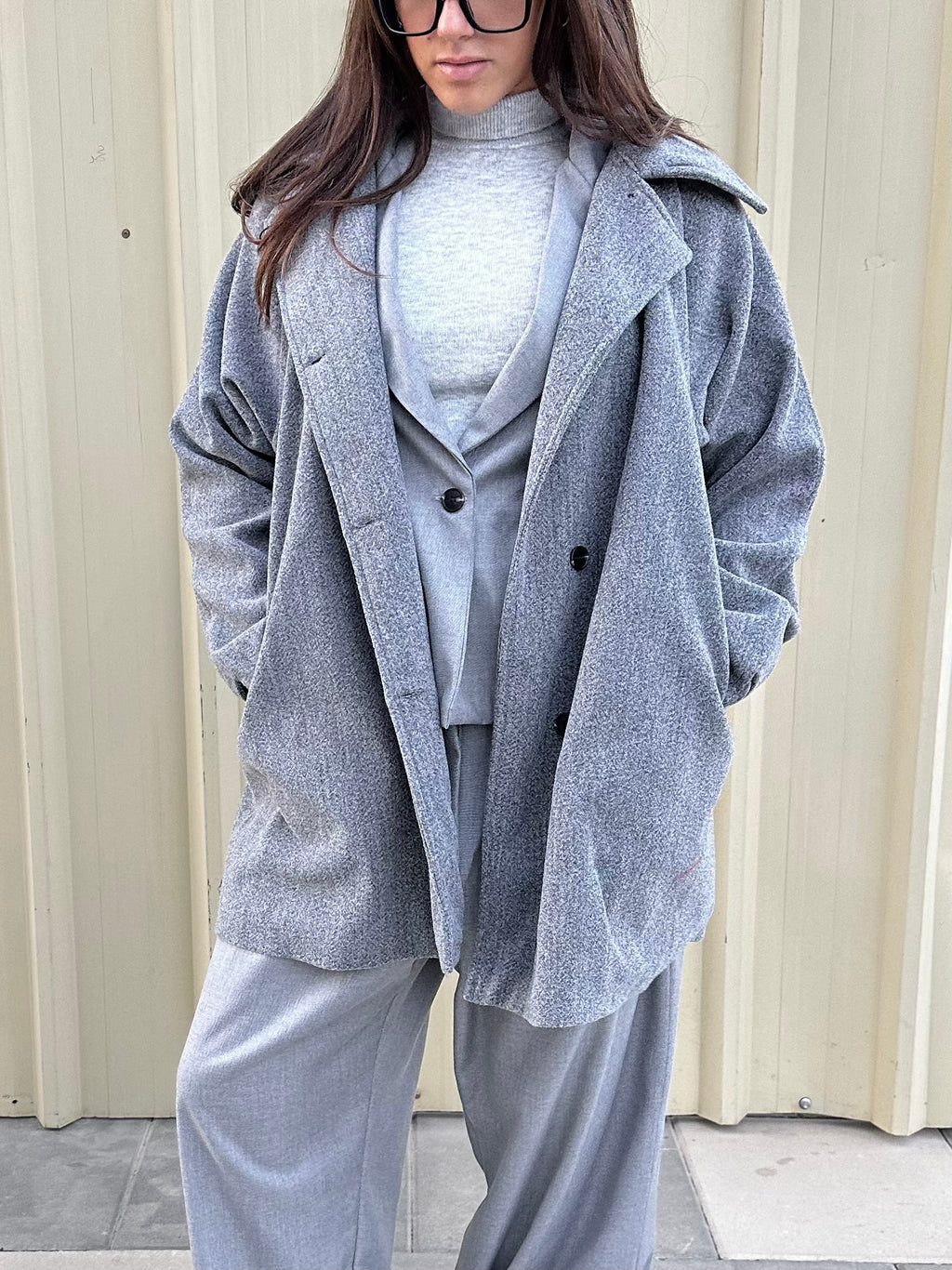 Grainy Gray Wool Coat