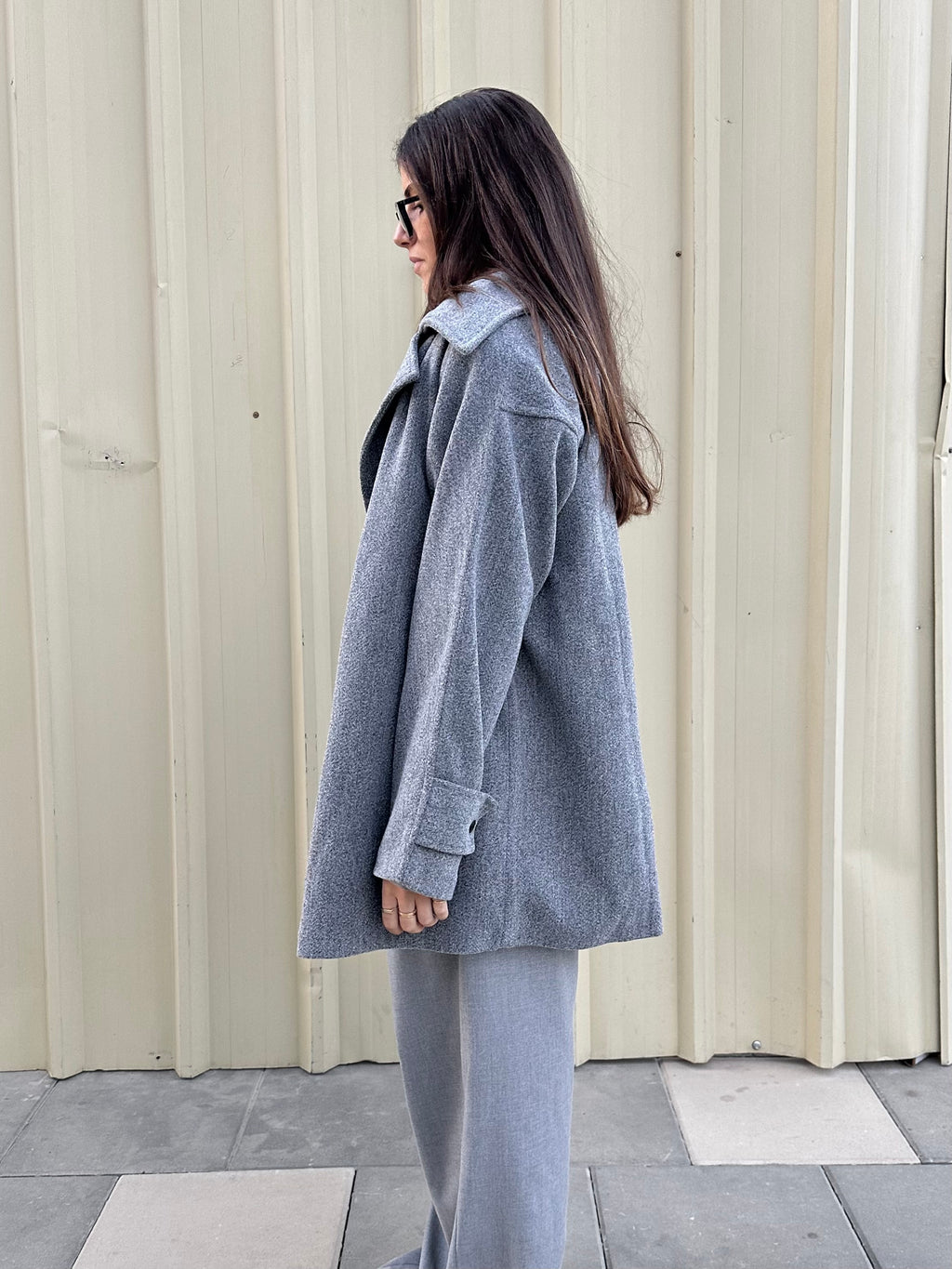 Grainy Gray Wool Coat