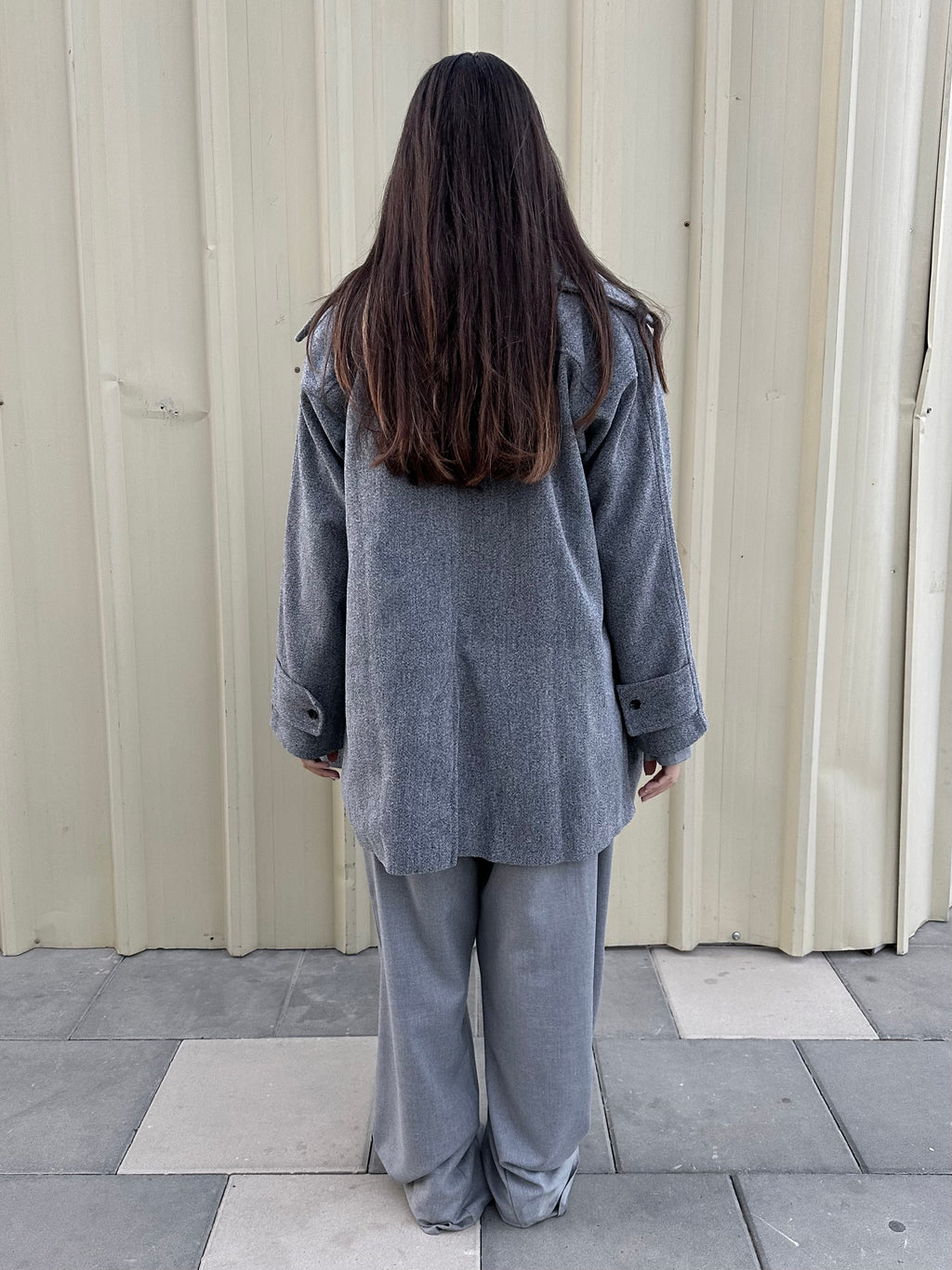Grainy Gray Wool Coat