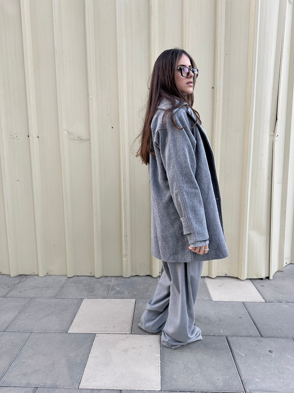 Grainy Gray Wool Coat