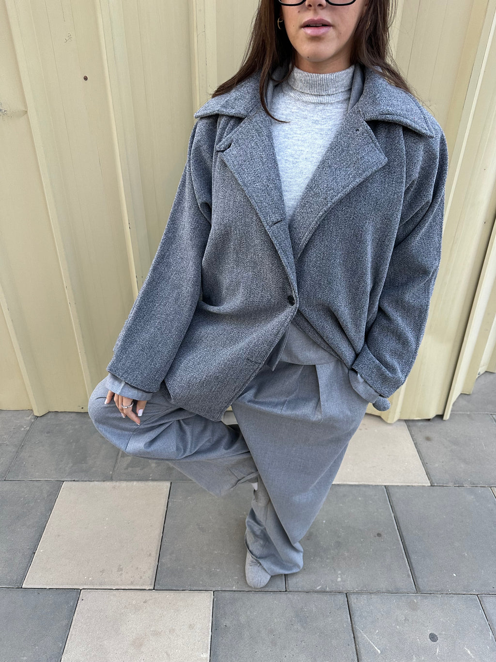 Grainy Gray Wool Coat