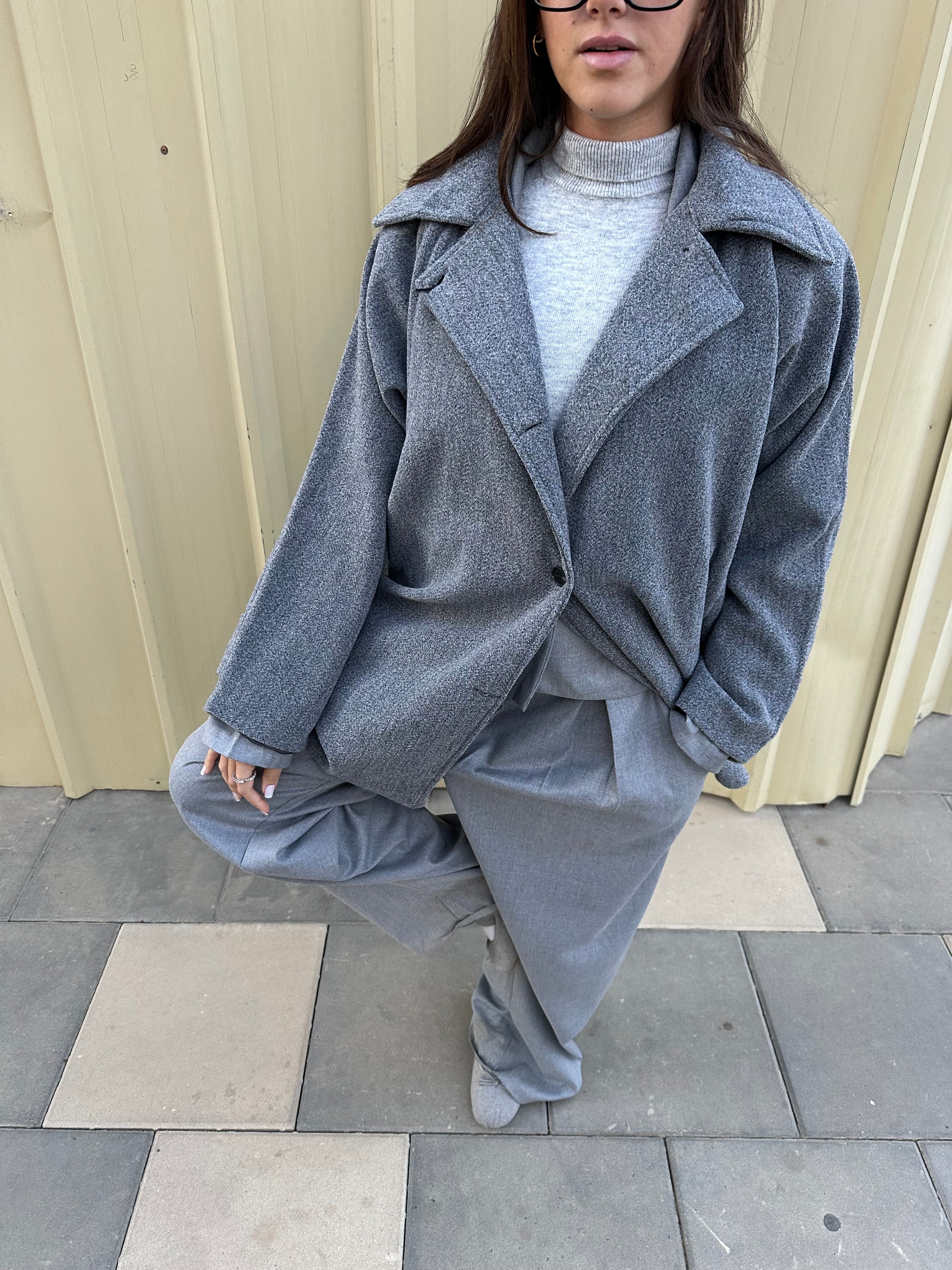 Grainy Gray Wool Coat