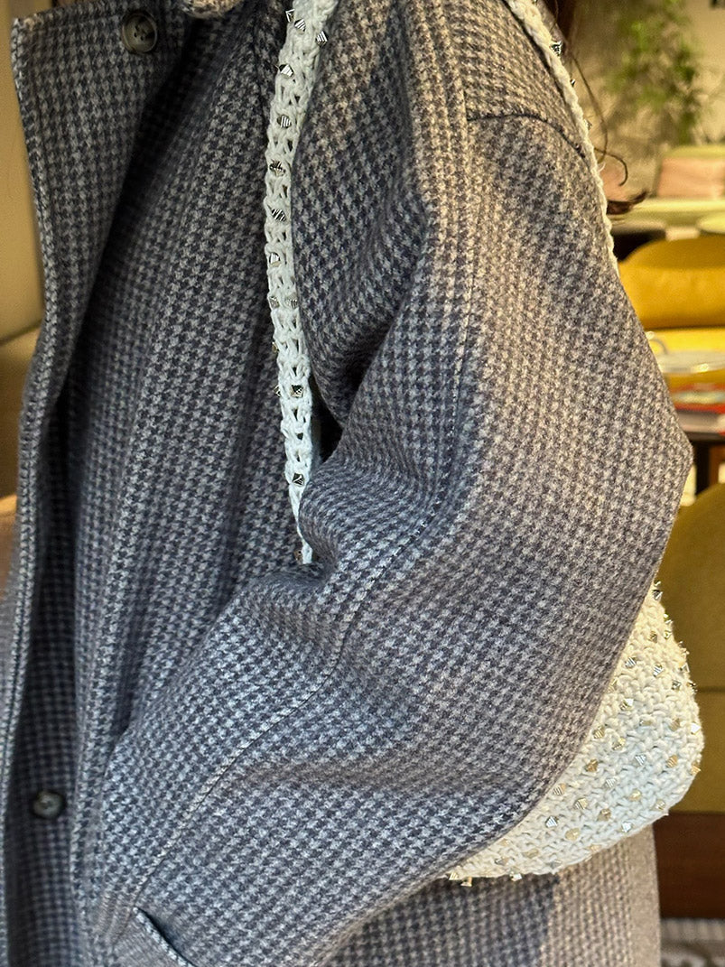 Sandstone Houndstooth Wool Coat