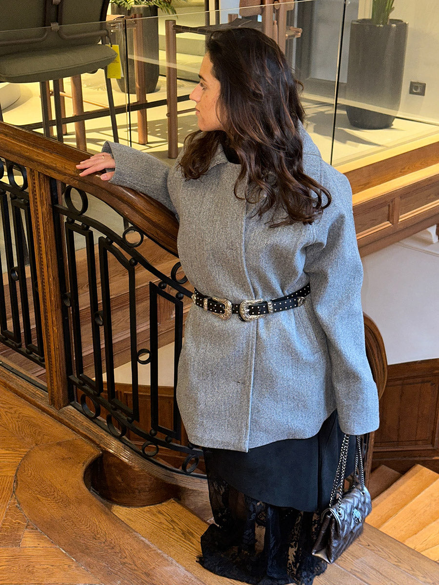 Grainy Gray Wool Coat