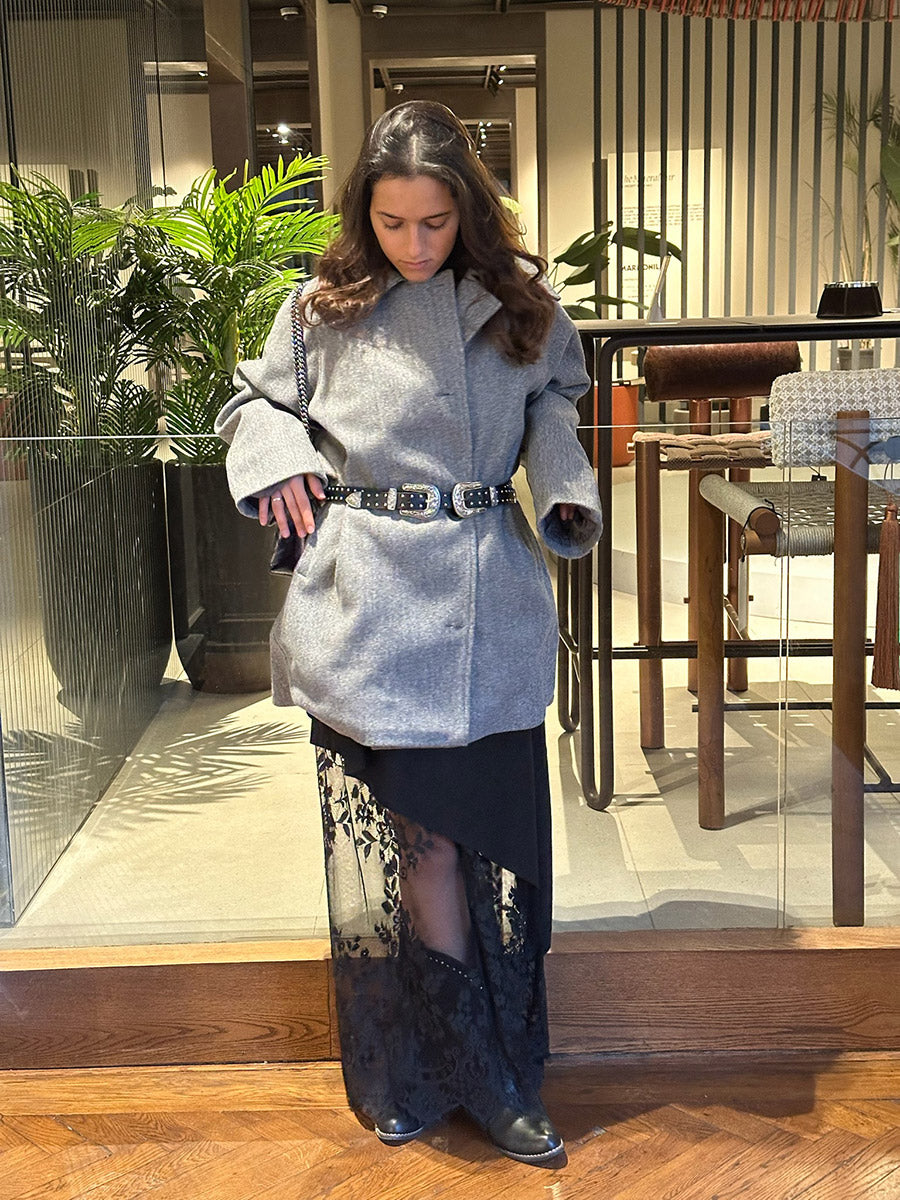 Grainy Gray Wool Coat