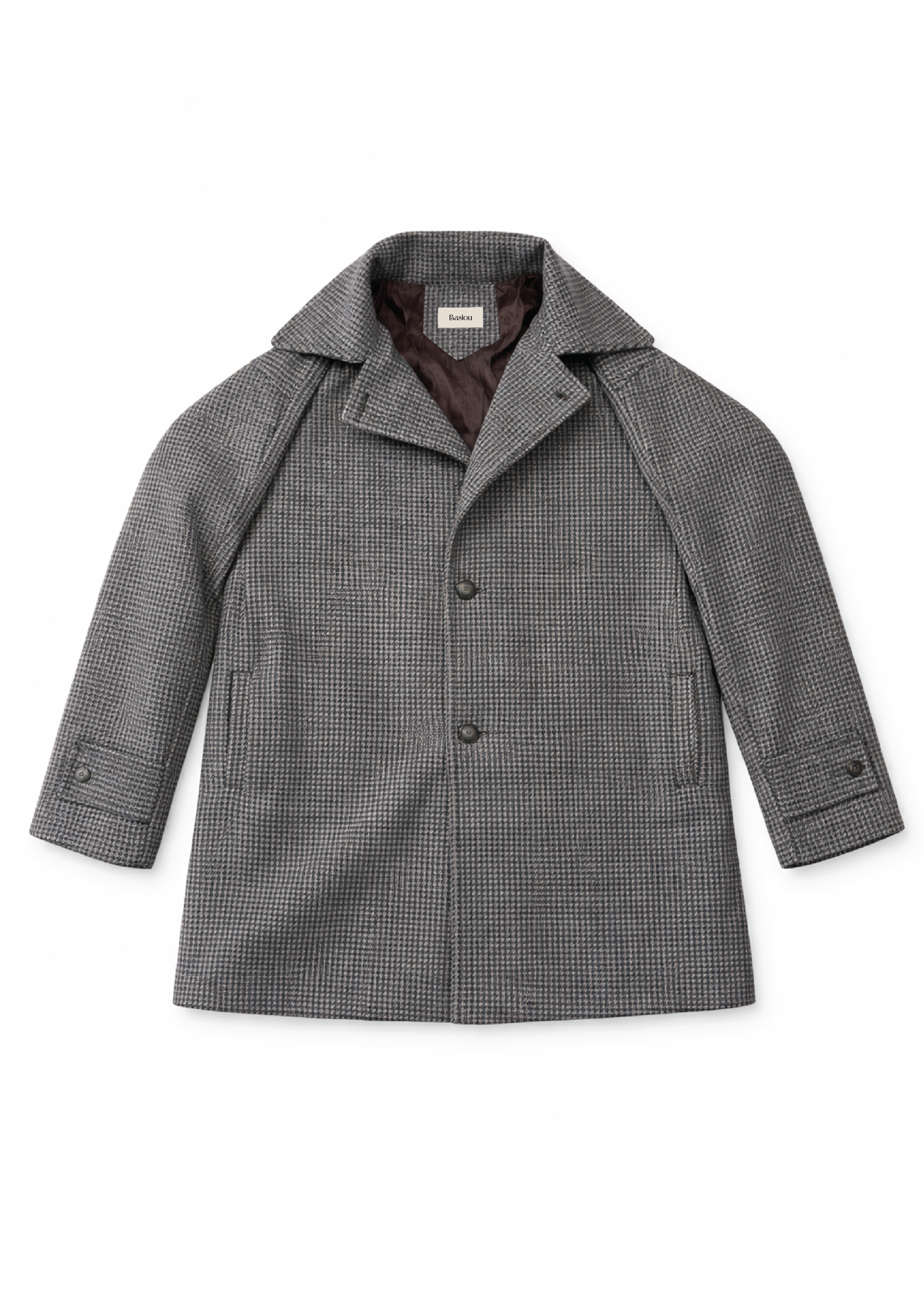 Sandstone Houndstooth Wool Coat