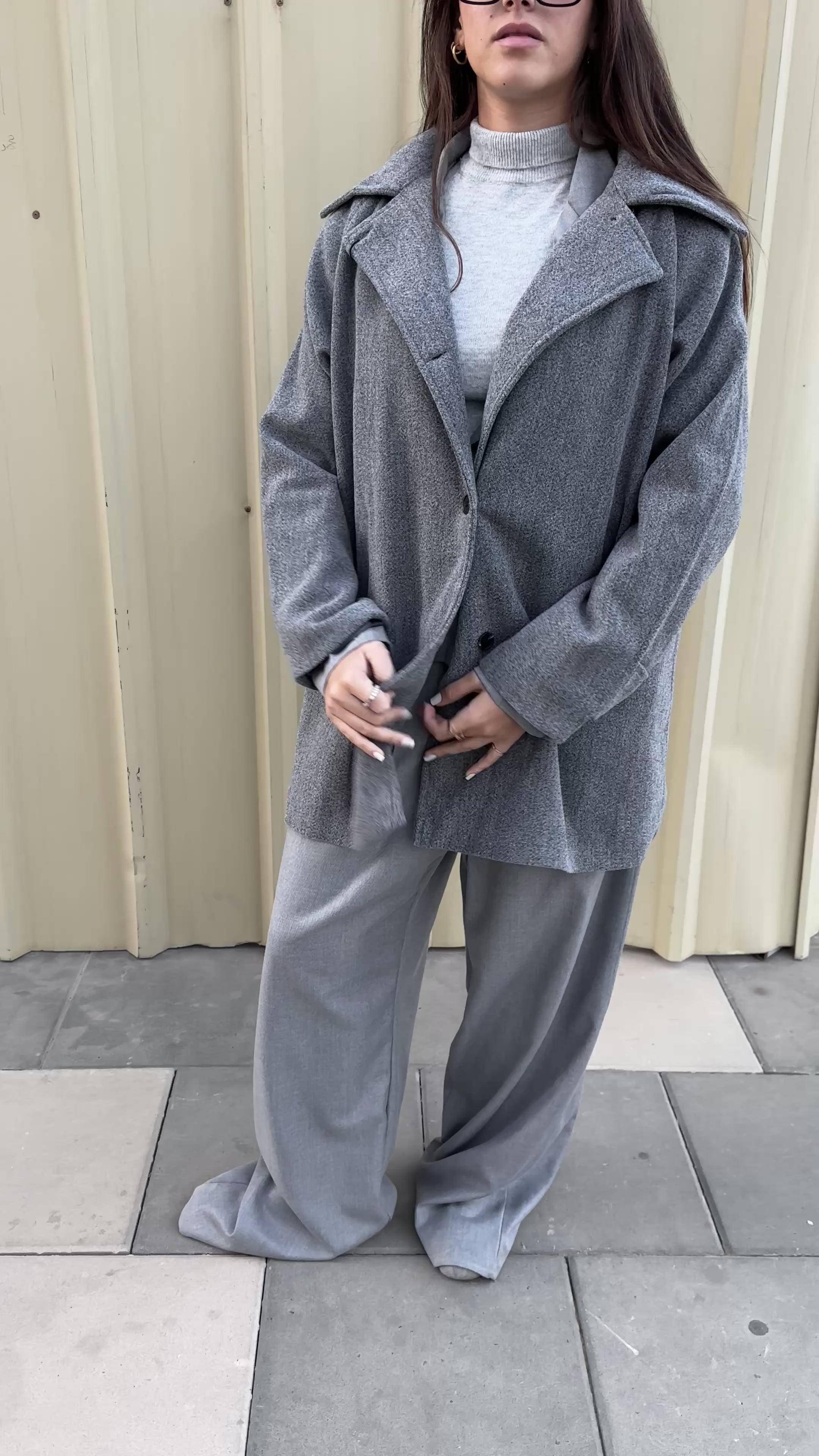 Grainy Gray Wool Coat